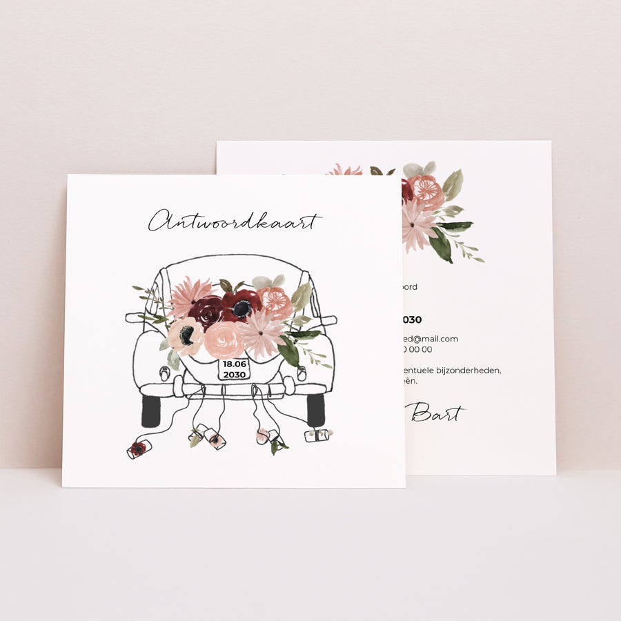 RSVP kaart Huwelijk Vierkant foto
