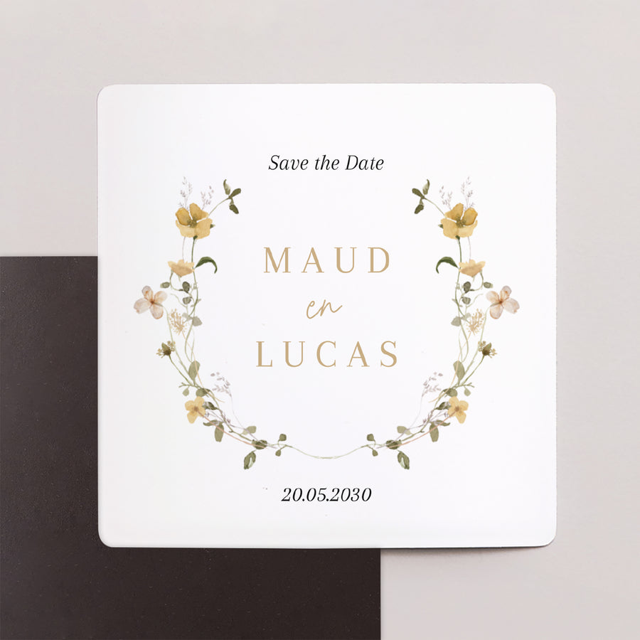 Save the date kaart Huwelijk Set van 9, magnetisch. Wilde bloemen II foto