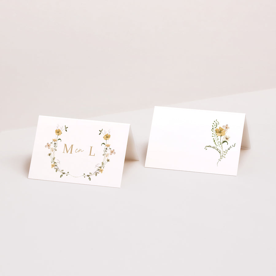 Naamkaartjes Huwelijk 2 luiken Wilde bloemen II foto