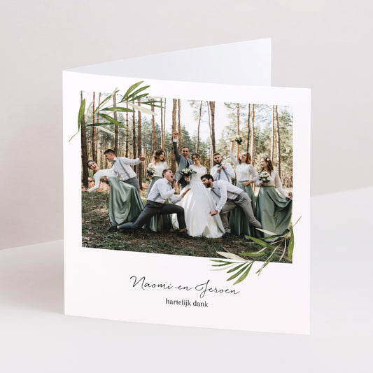 Bedankkaart Huwelijk Dubbel vierluik olijftak III foto