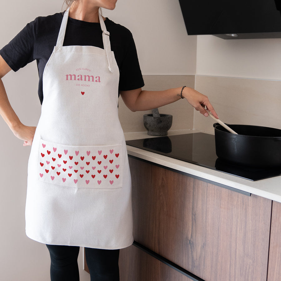 Schort Objecten Natuurlijk beige Koken tussen moeder en dochter foto