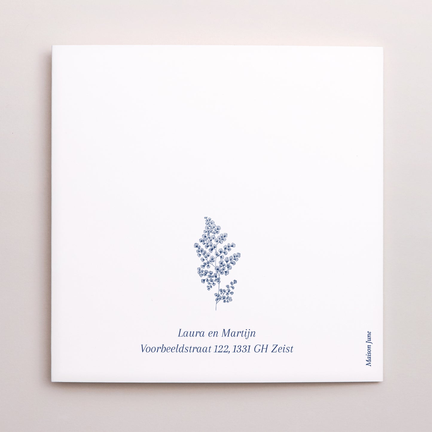 Bedankkaart Huwelijk Asymmetrisch triptiek cyanotype foto N° 3