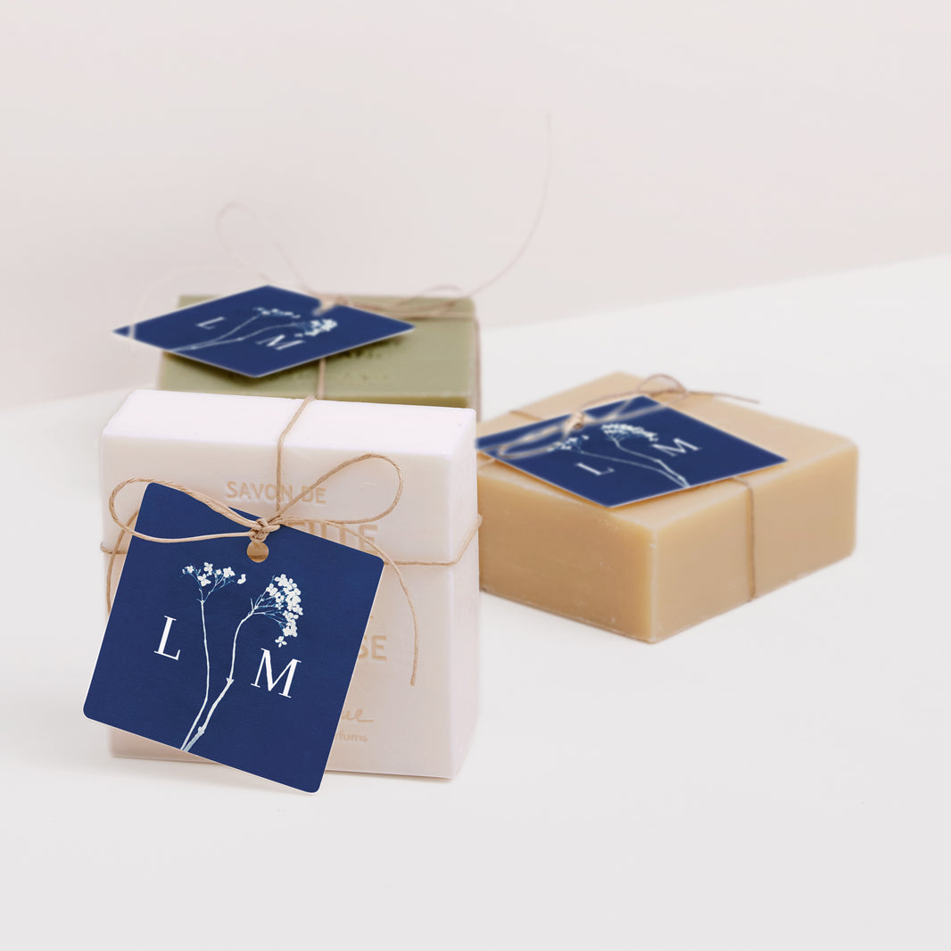 Cadeaulabel Huwelijk Vierkant cyanotype foto N° 2