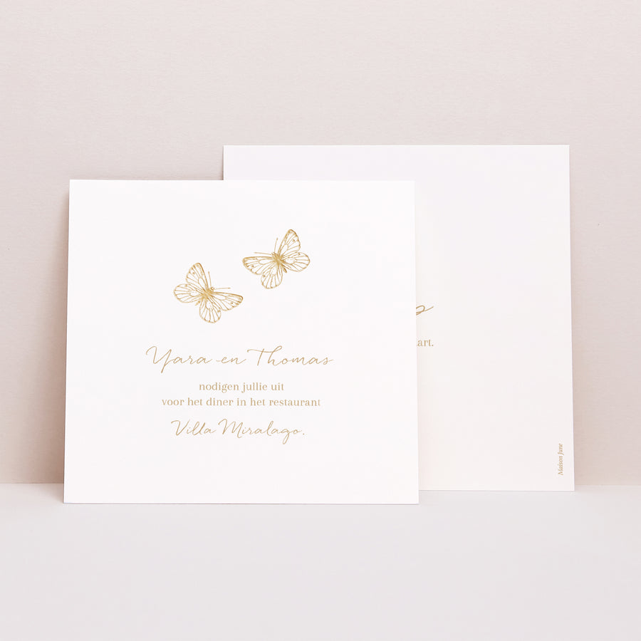 Uitnodigingen Huwelijk Vierkant Gouden herbarium foto
