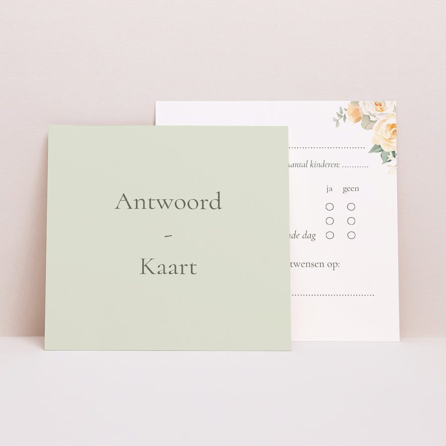 RSVP kaart Huwelijk Vierkant Romantisch boeket foto