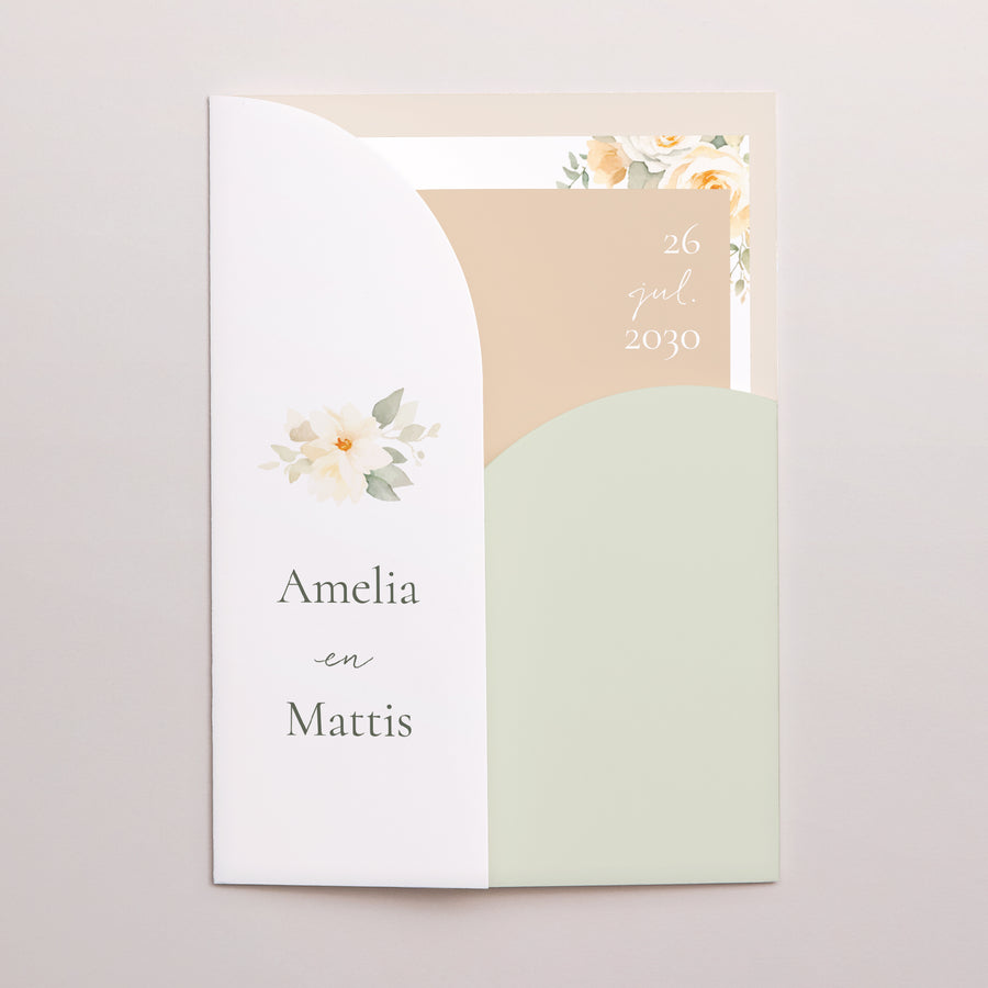 Uitnodigingskaart Huwelijk Map 2 kaarten Romantisch boeket foto