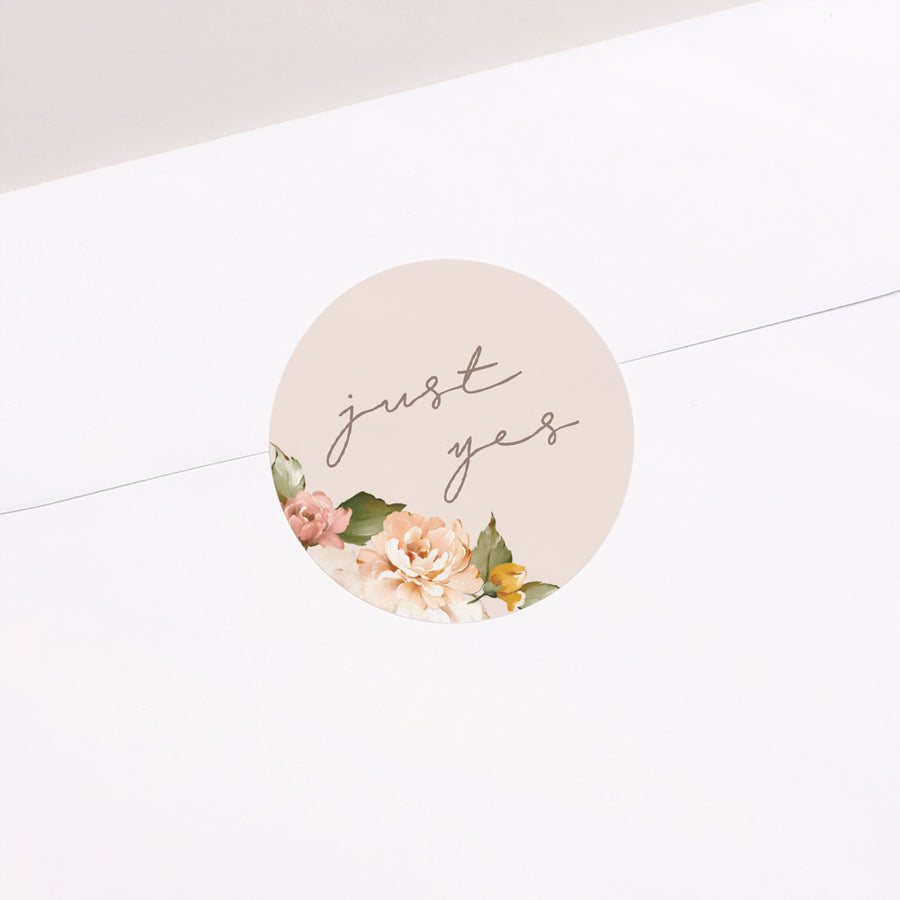 Sticker Huwelijk Cirkel Perzikbloemen foto
