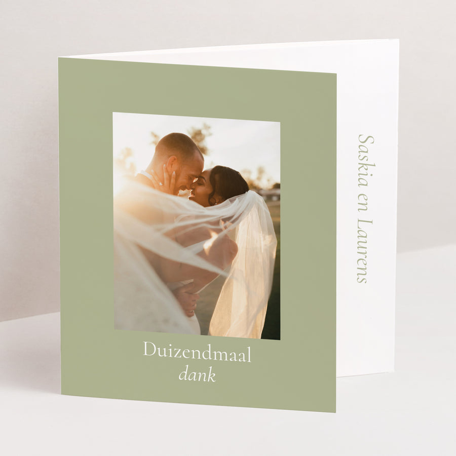 Bedankkaart Huwelijk Asymmetrisch triptiek Romantische draad III foto