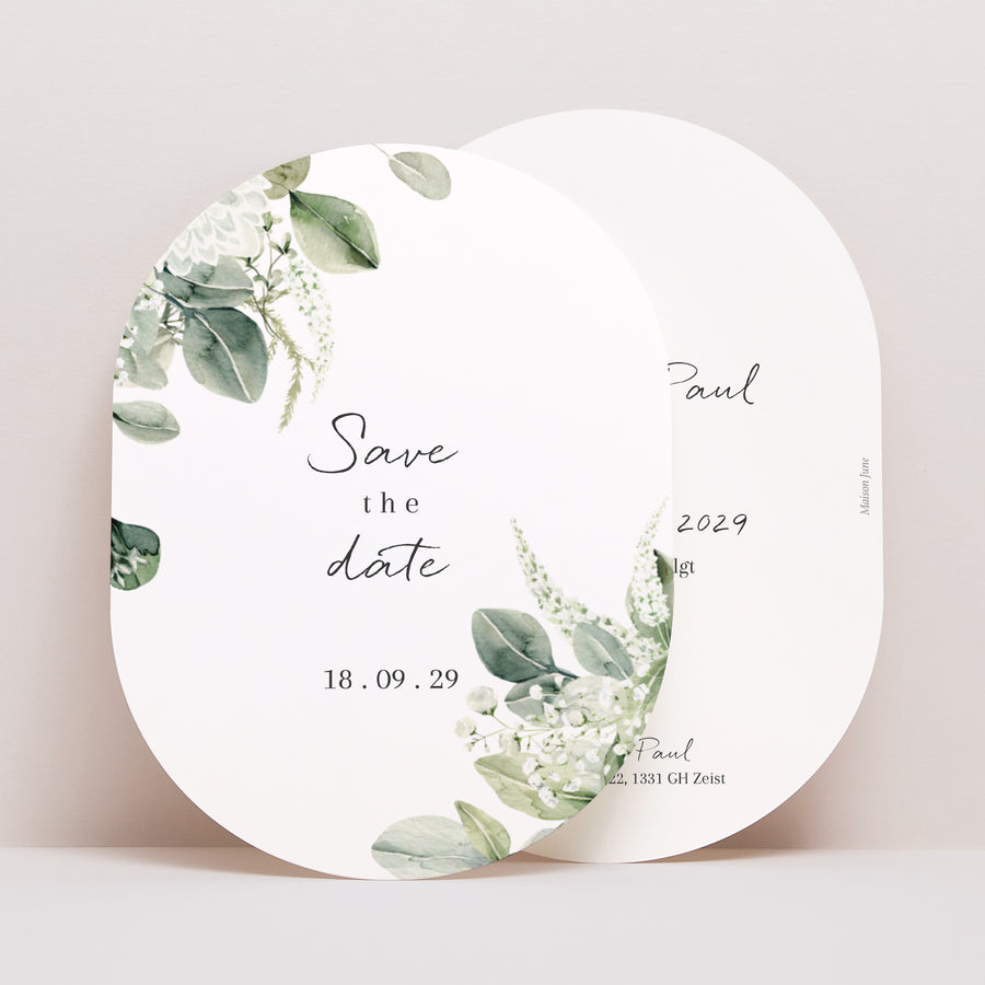 Save the date kaart Huwelijk Ovaal Natuurlijke romantiek foto
