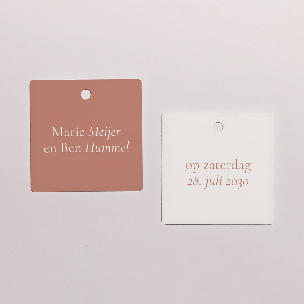 Cadeaulabel Huwelijk Vierkant Elegante typografie foto N° 1