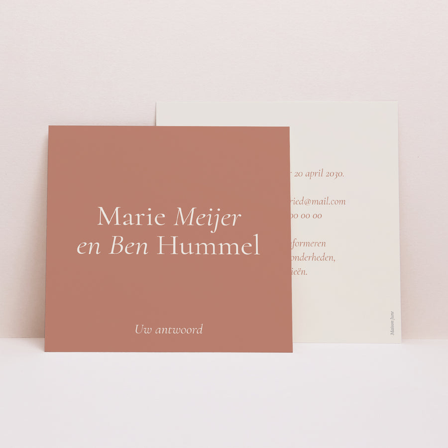 RSVP kaart Huwelijk Vierkant Elegante typografie II foto