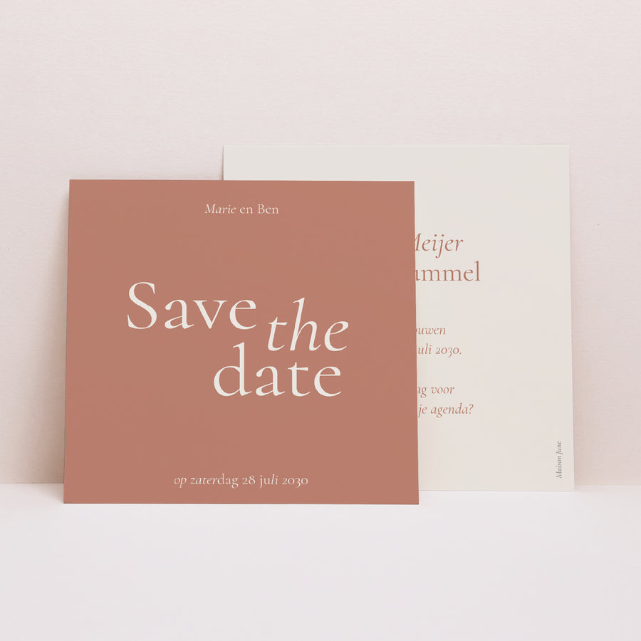 Save the date kaart Huwelijk Vierkant Elegante typografie II foto