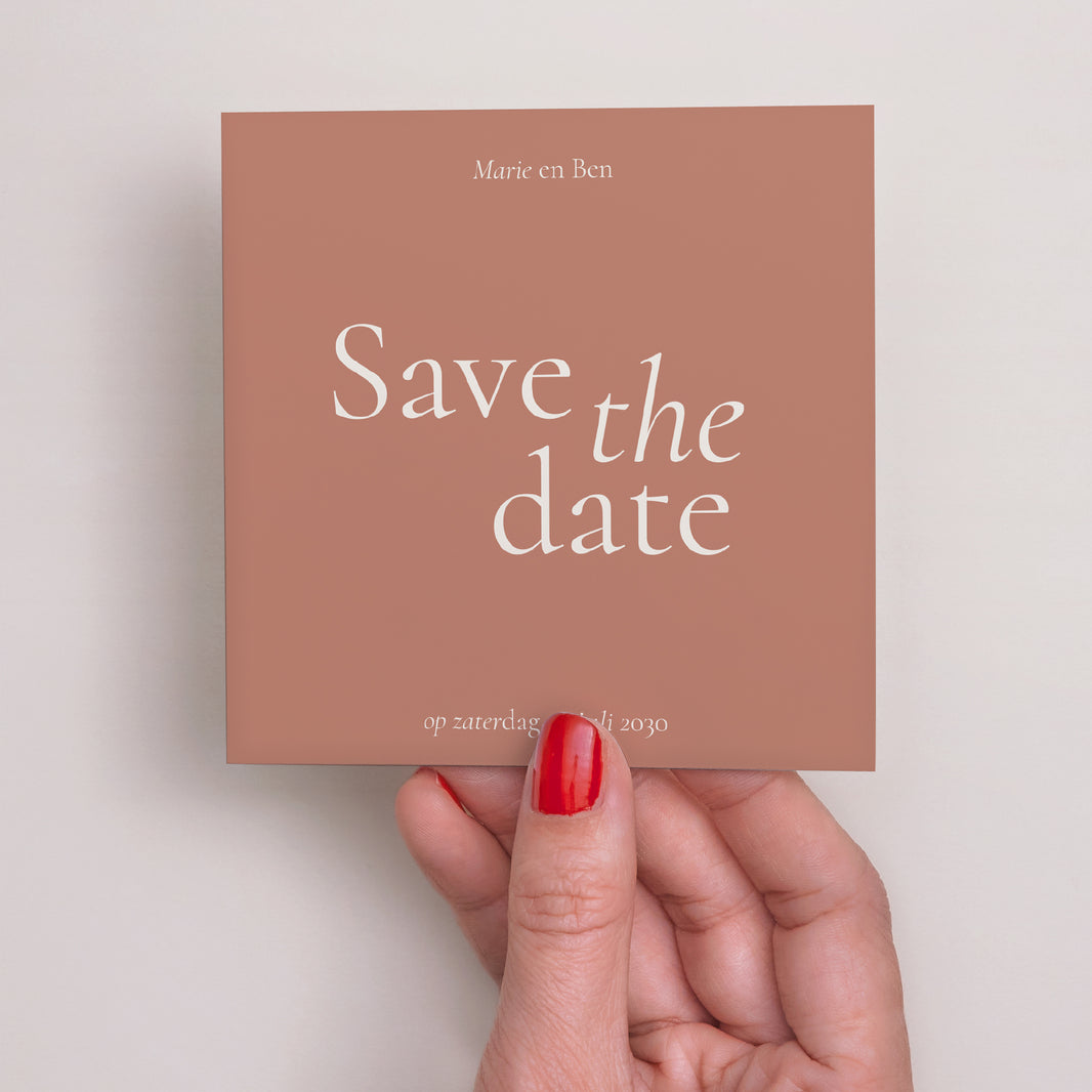 Save the date kaart Huwelijk Vierkant Elegante typografie foto N° 2