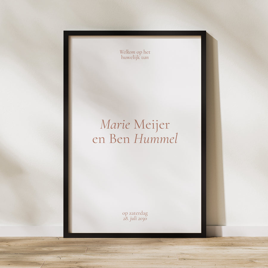 Welkomstbord Huwelijk Portret 60 x 90 cm Elegante typografie II foto