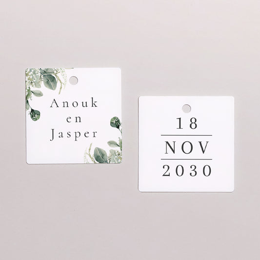 Cadeaulabel Huwelijk Vierkant Plant frame foto