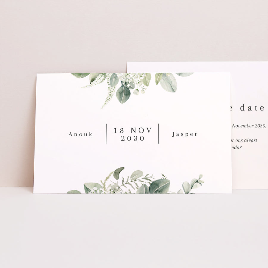 Save the date kaart Huwelijk Landschap Plant frame foto