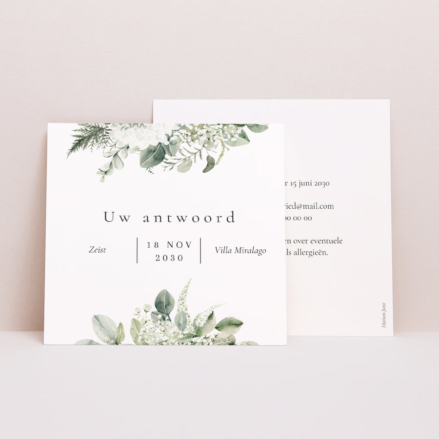 RSVP kaart Huwelijk Vierkant Plant frame foto