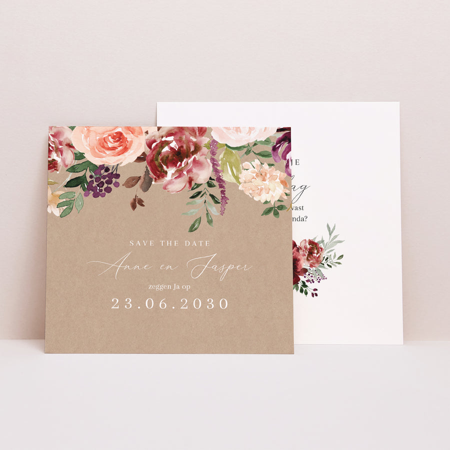 Save the date kaart Huwelijk Vierkant Caudélie foto