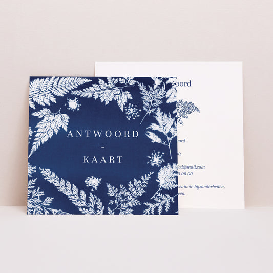 RSVP kaart Huwelijk Vierkant Cyanotype II foto