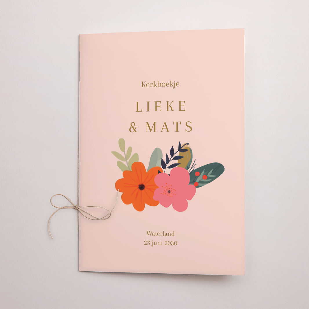 Kerkboekje Huwelijk Dubbele deur Farandole van bloemen foto N° 1