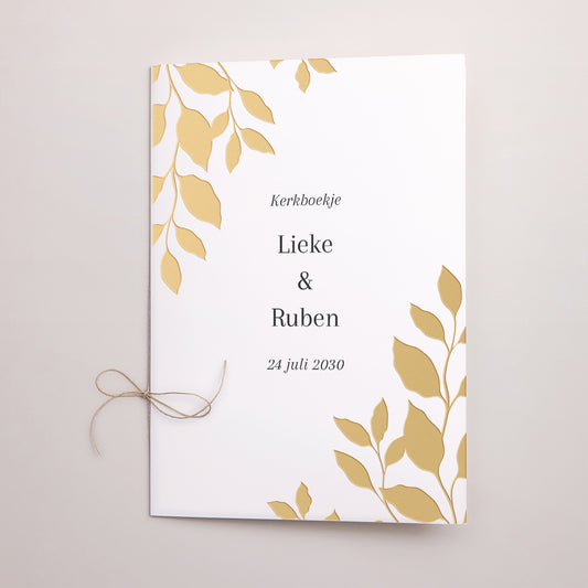 Kerkboekje Huwelijk Dubbele deur gouden bladeren foto