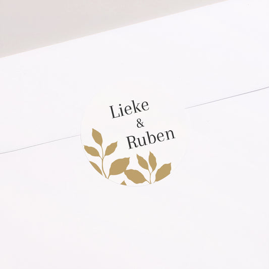 Sticker Huwelijk Cirkel gouden bladeren foto