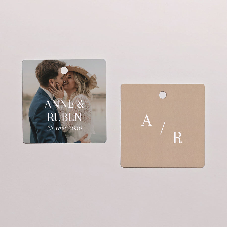 Cadeaulabel Huwelijk Vierkant Ja voor het leven foto