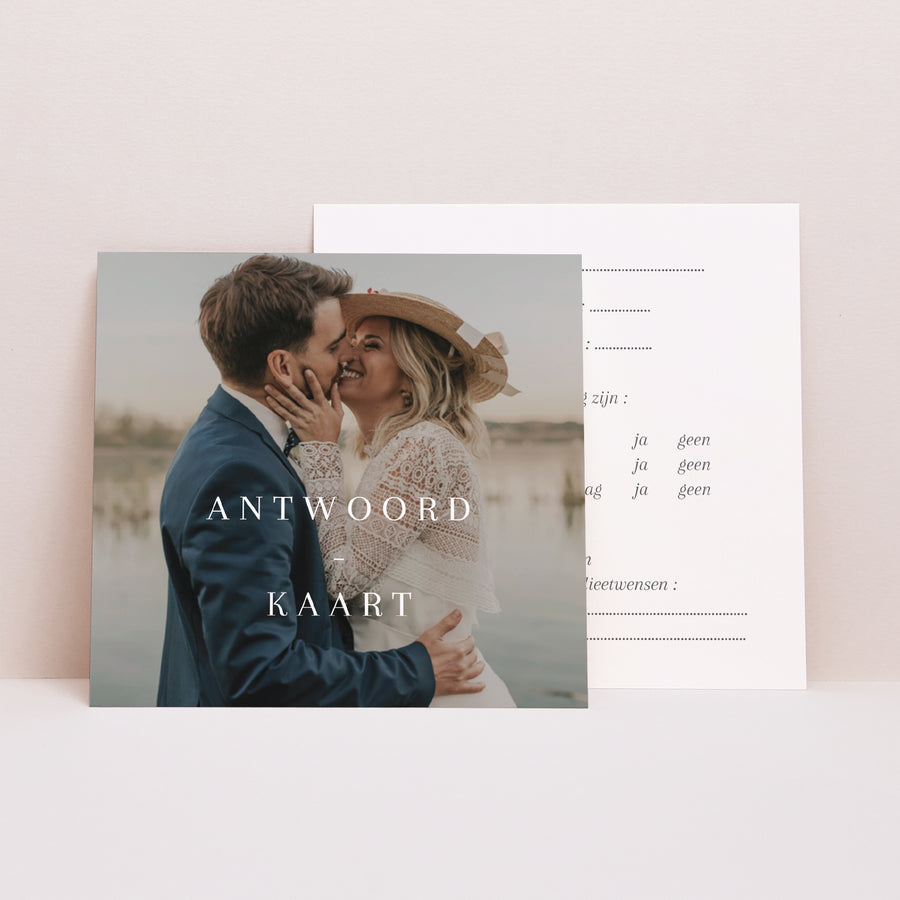 RSVP kaart Huwelijk Vierkant Ja voor het leven foto
