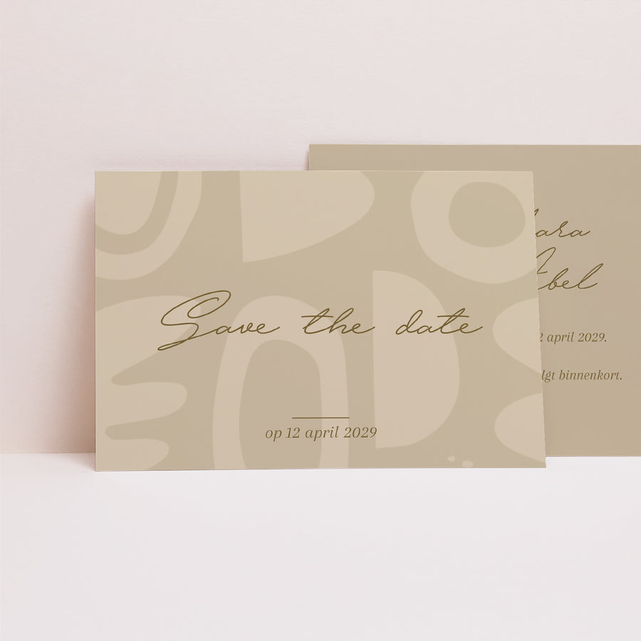 Save the date kaart Huwelijk Landschap Abstract Camaieu foto