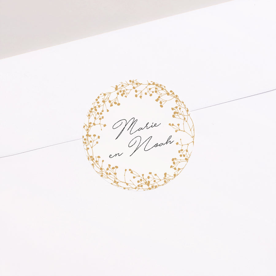 Sticker Huwelijk Cirkel Gypsophile gouden kroon foto