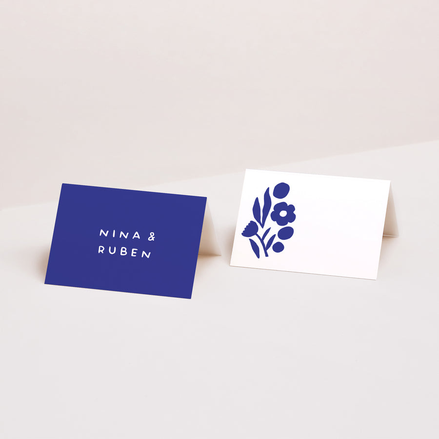 Naamkaartjes Huwelijk 2 luiken Majorelle blauw foto