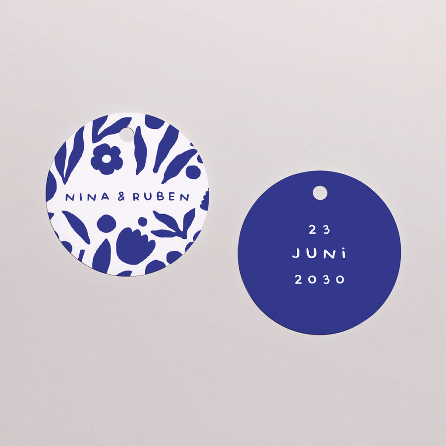 Cadeaulabel Huwelijk Ronde Majorelle blauw foto