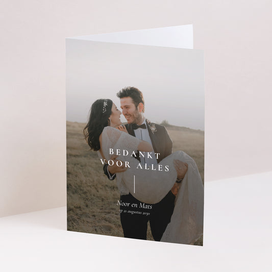 Bedankkaart Huwelijk Portret dubbele vouw foto