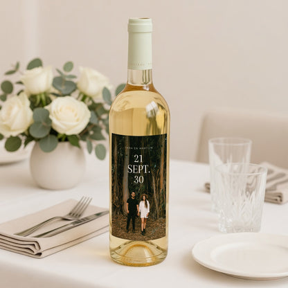 Flesetiket Huwelijk Portret Typo datum foto N° 2