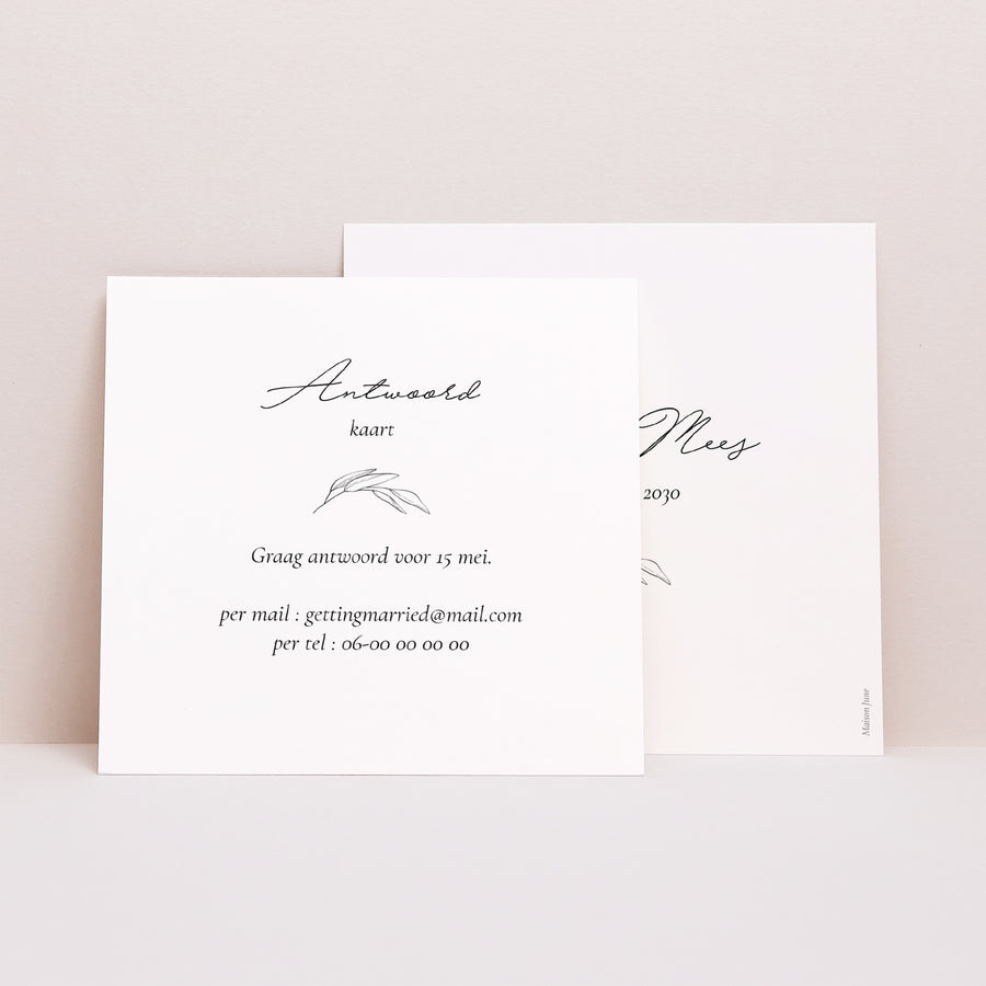 RSVP kaart Huwelijk Vierkant Mam en pap sluiten aan foto