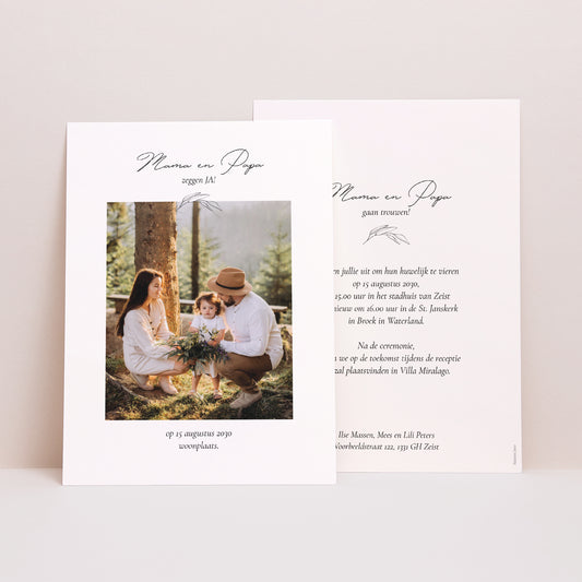 Uitnodigingskaart Huwelijk Mam en pap sluiten aan foto