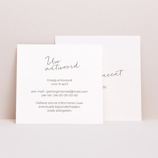 RSVP kaart Huwelijk Vierkant Mama en Papa trouwen II foto