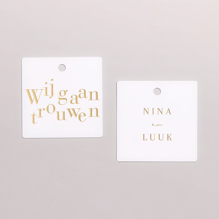 Cadeaulabel Huwelijk Vierkant foto