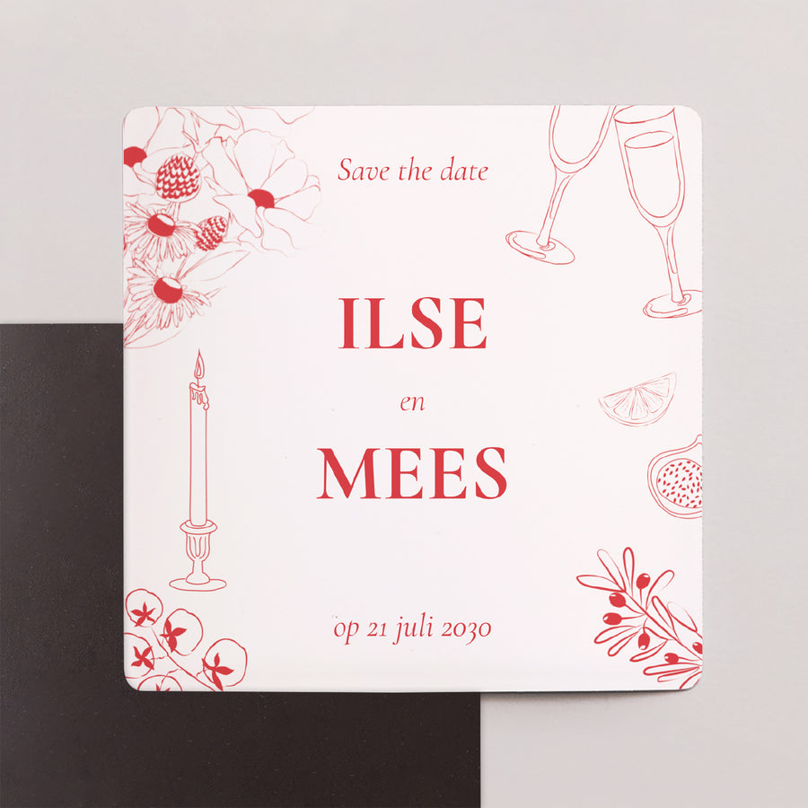 Save the date kaart Huwelijk Set van 9, magnetisch. Wees onze gast! foto