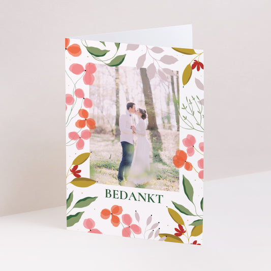 Bedankkaart Huwelijk Portret dubbele vouw Plantenbak III foto