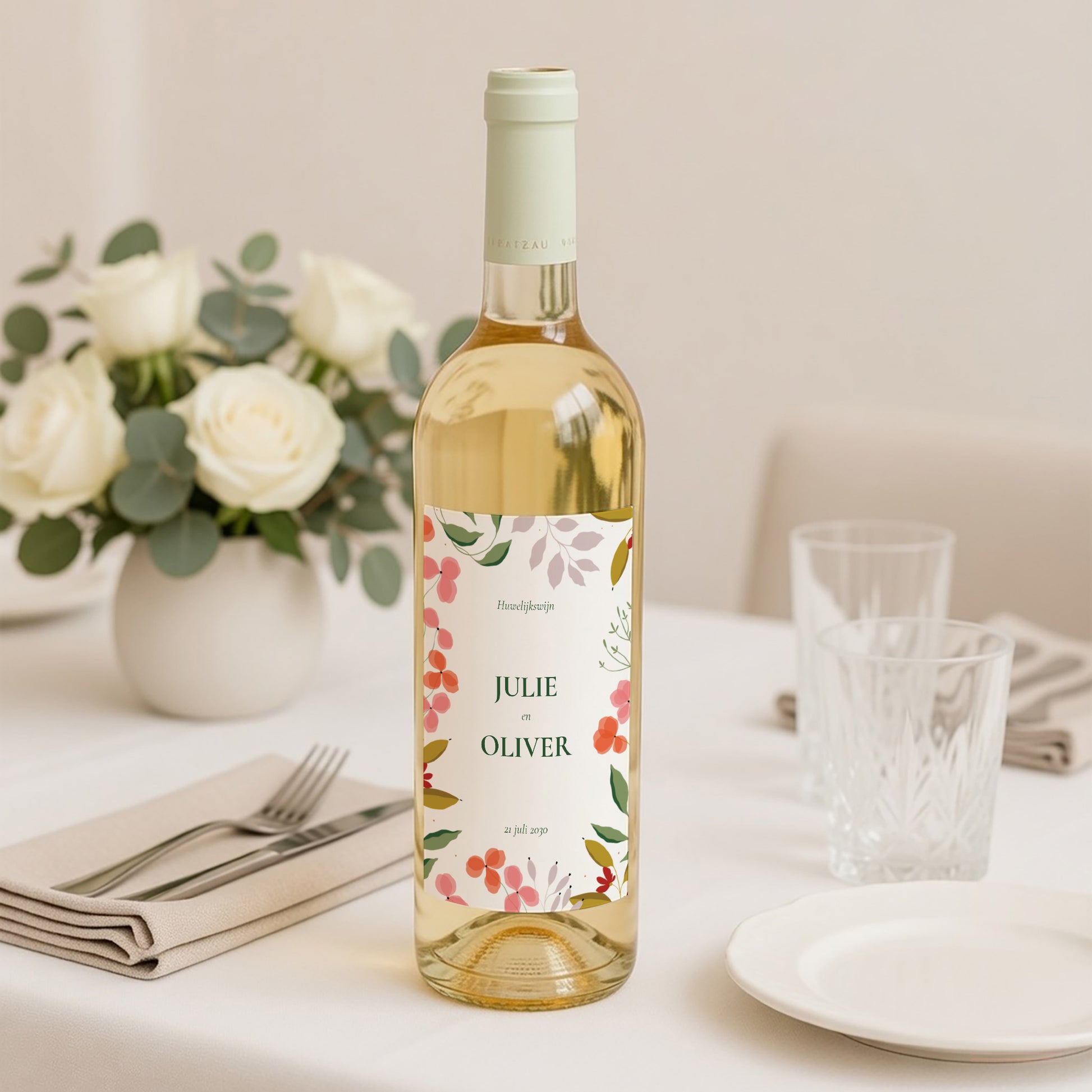 Flesetiket Huwelijk Portret Plantenbak III foto N° 2