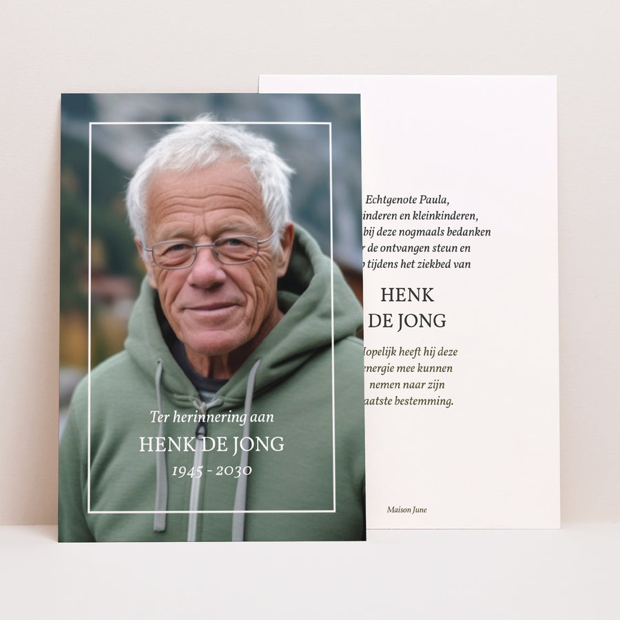 Uitnodigingskaart Overlijden Portret foto