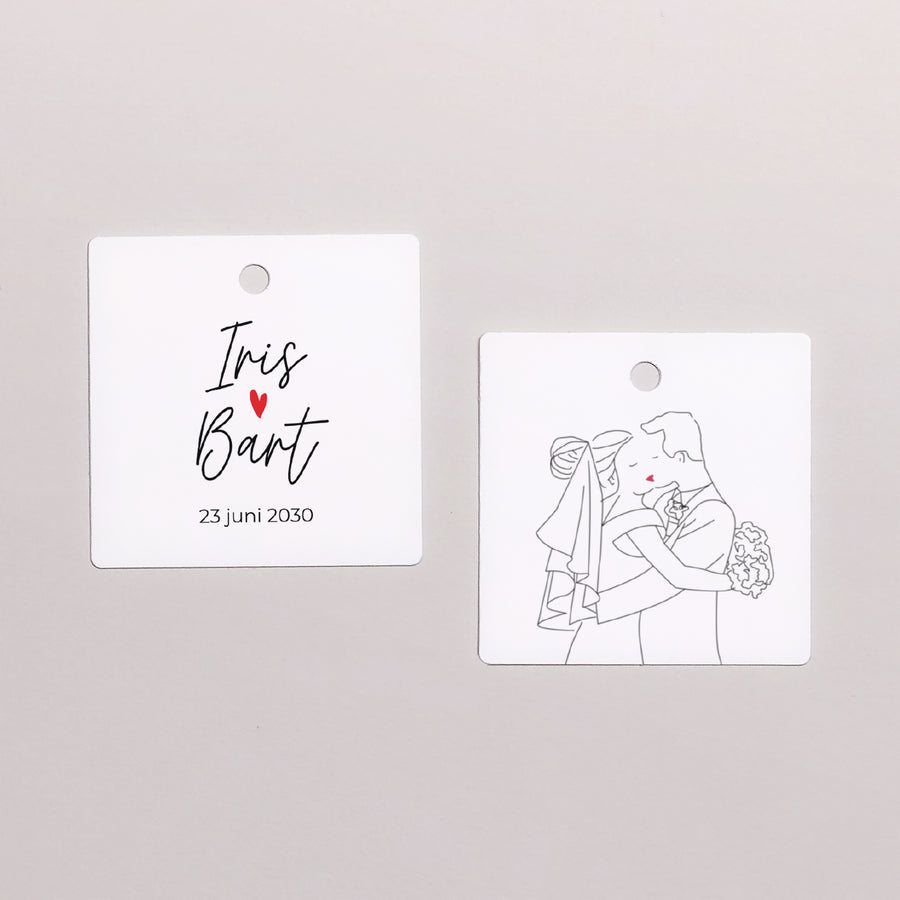 Cadeaulabel Huwelijk Vierkant foto