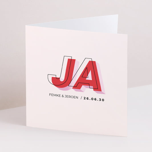 Uitnodigingskaart Huwelijk Dubbele vierkante vouw foto