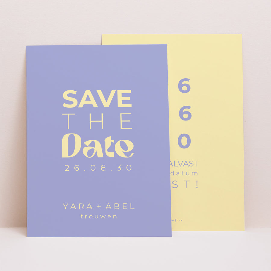 Save the date kaart Huwelijk Portret Gele grafische foto