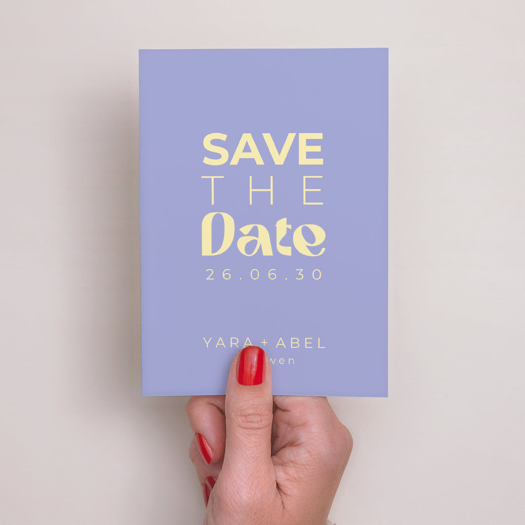 Save the date kaart Huwelijk Portret Gele grafische foto N° 2