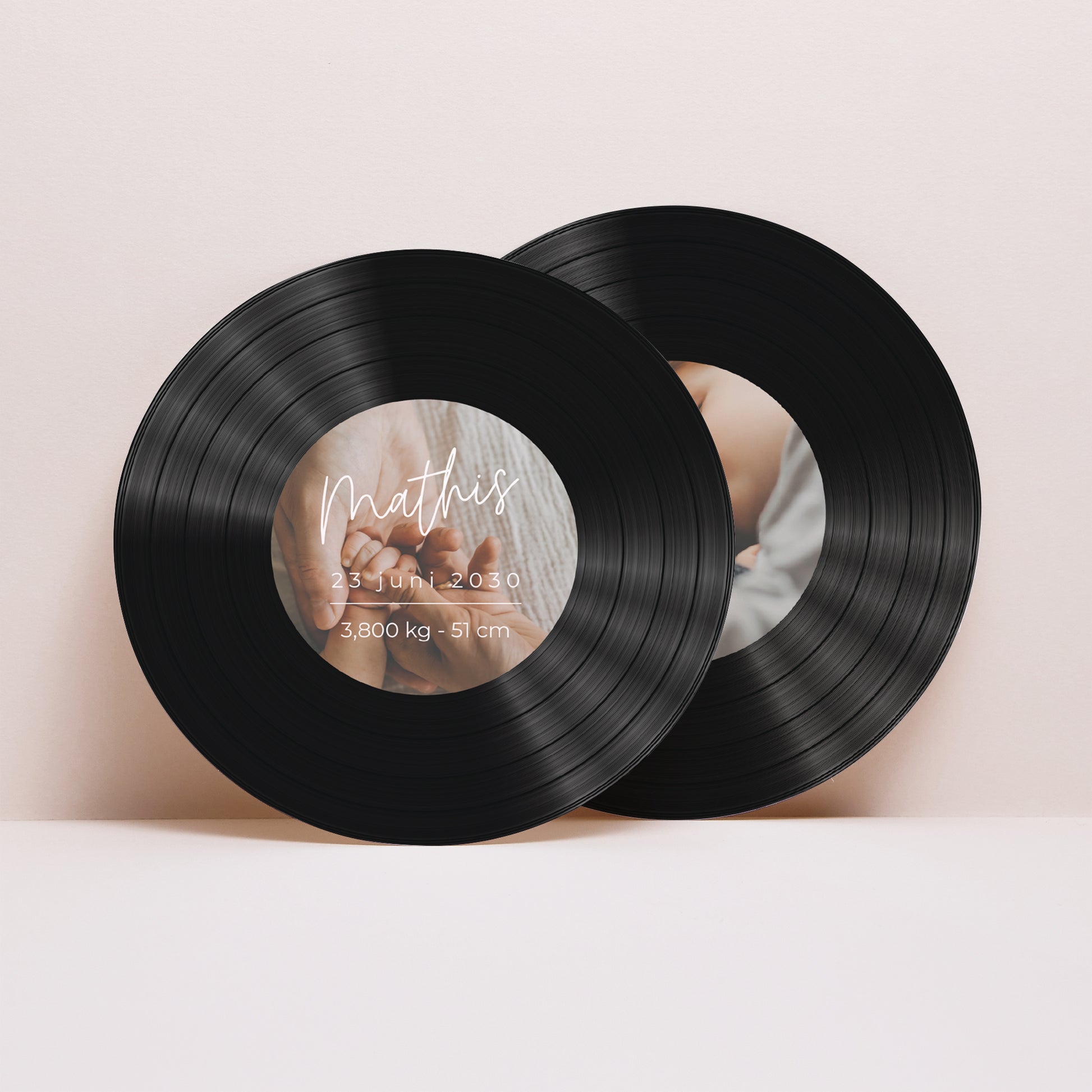 Uitnodigingskaart Geboorte Platenhoes alleenstaande baby foto N° 4