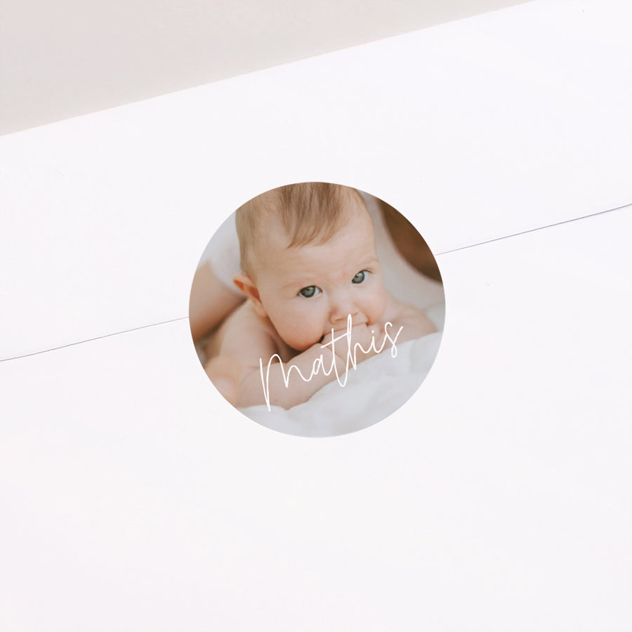 Sticker Geboorte Cirkel alleenstaande baby foto