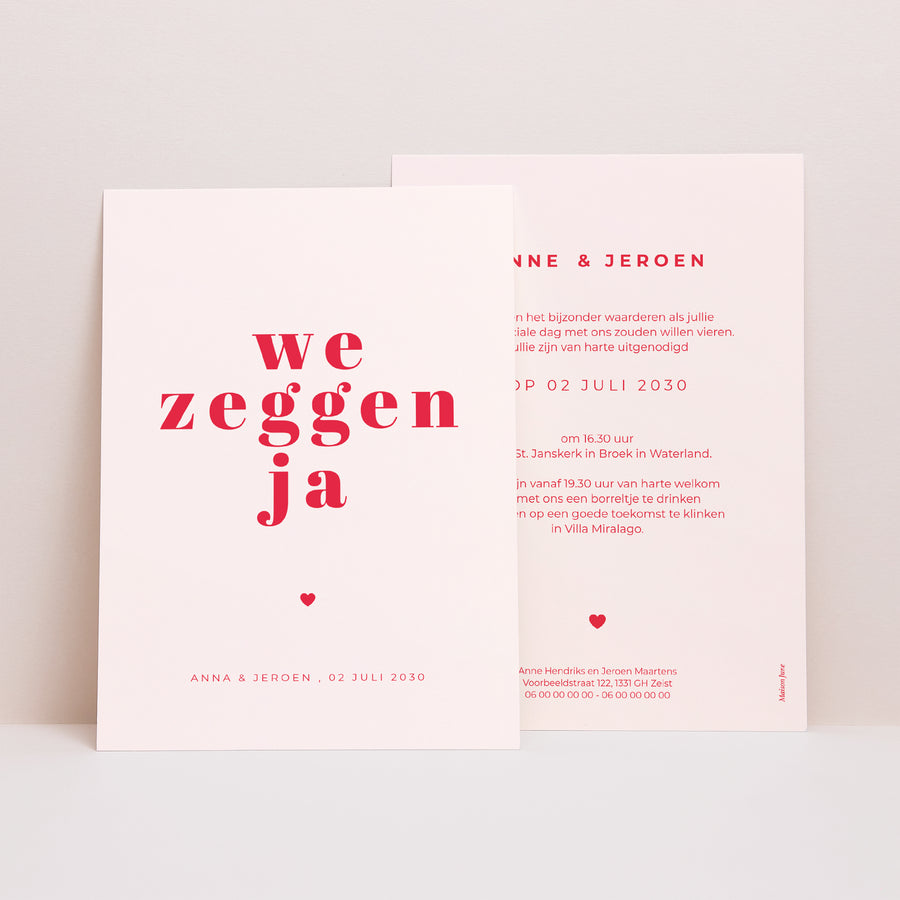 Uitnodigingskaart Huwelijk We zeggen ja. foto