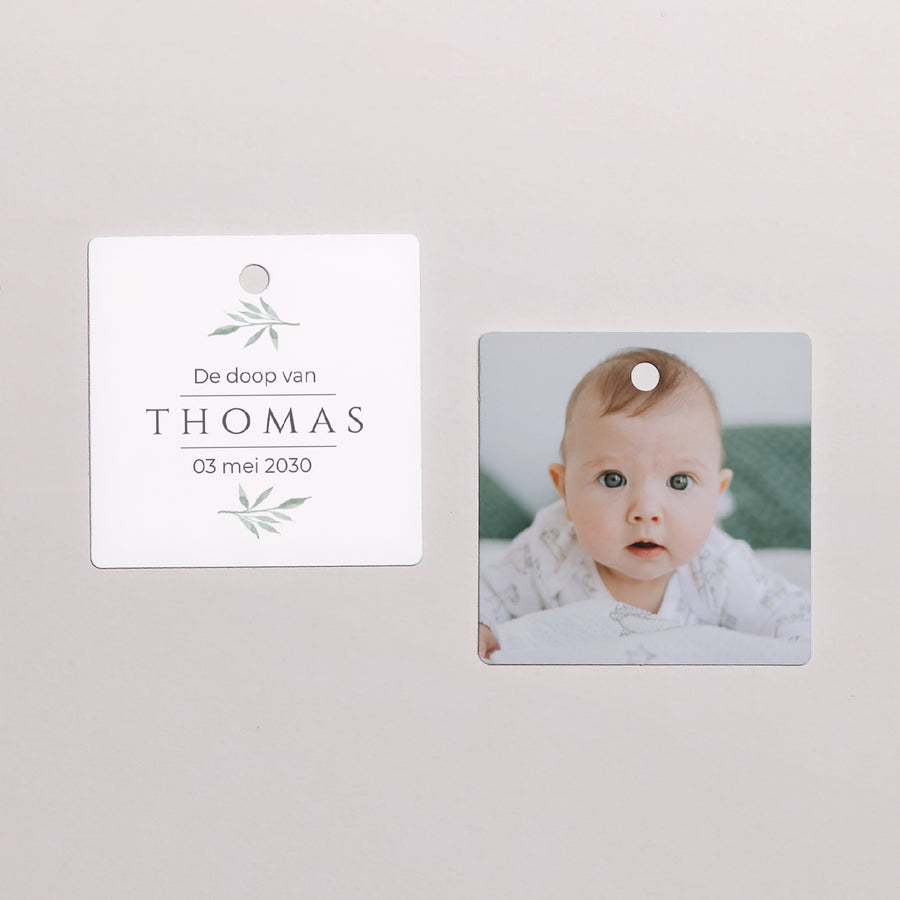 Cadeaulabel Doop Vierkant Kleine spruit foto